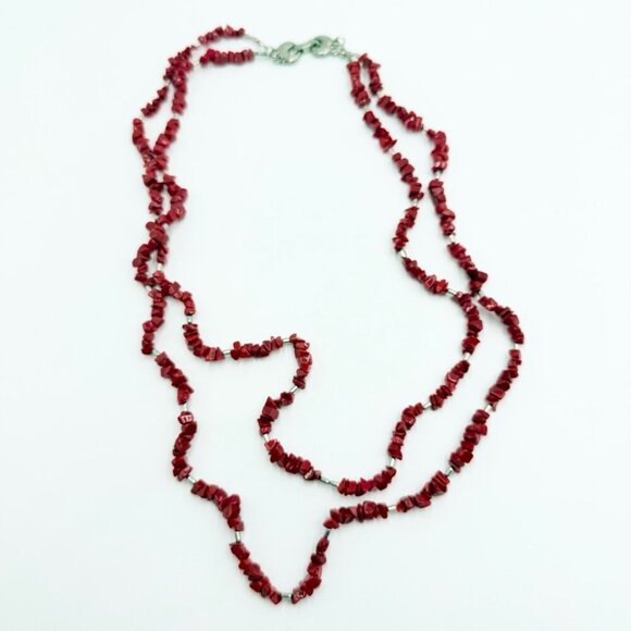 Signo Arte Chipped Red Turquoise Double strands Necklace - Picture 5 of 7